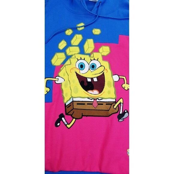 Nickelodeon Size XL Spongebob Squarepants Men's Blue Long Sleeve Pocket Hoodie - Picture 5 of 10